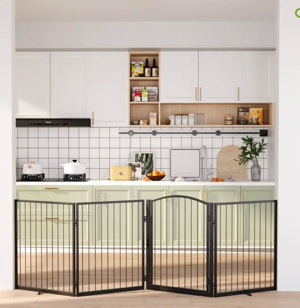 Steel Pet Gate Arched Decorative Black Doors Stairs