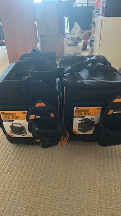 StackTech toughbuilt tool tote and bag with holster and tape measure pouch