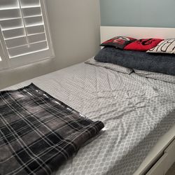 IKEA MALM Queen Bed w/ Storage + Mattress