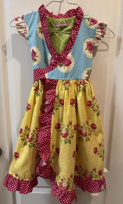 Jell The Pug Boutique--Size 6/6x--Blue, Yellow & Red Wrap Dress--Never Worn, New