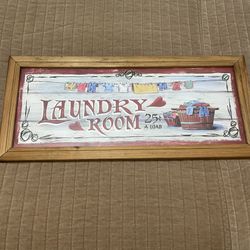 Wood Frame LAUNDRY ROOM Wall Art 22”x10”