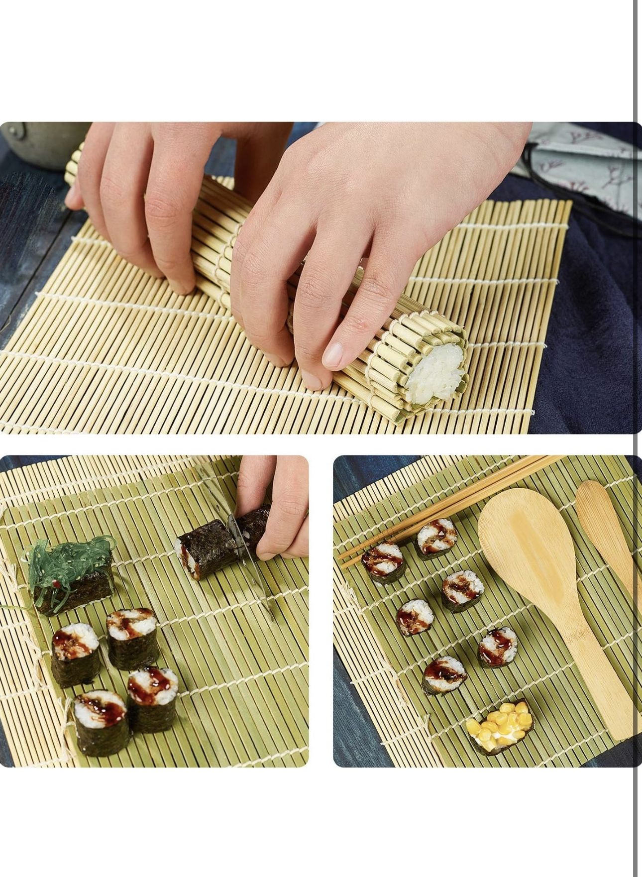 ISSEVE Sushi Making Kit/Sushi Bazooka Maker with Bamboo Mats and Chopsticks, Paddle, Spreader, Sushi Knife, DIY Sushi Roller Machine