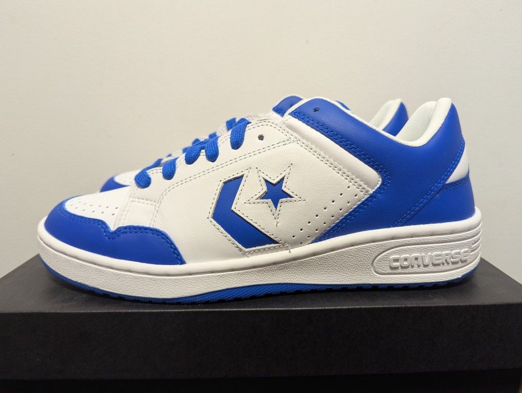 Converse Weapon Leather Low White Blue Men's Size 13 A12520C Basketball Shoe