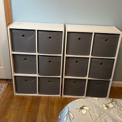 Cube Storage Unit Two Shown Included Gray Cloth Boxes 
