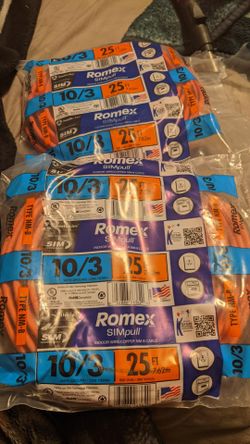 2 25ft Rolls Of 50 ft. 10/3 Solid Romex SIMpull CU NM-B W/G Wire