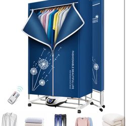 1500W Foldable Electric Clothes Dryer, 3 Layer Electric Heated Clothes Airer Dryer Rack, 220V Small Household Dryer with Dustproof Cloth Curtain, Ener