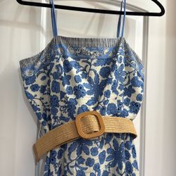  Blue & White Floral Print Cami Dress – Boho Summer Style
