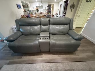 Genuine Leather Reclining  Extra Large Love Seat with Chargers