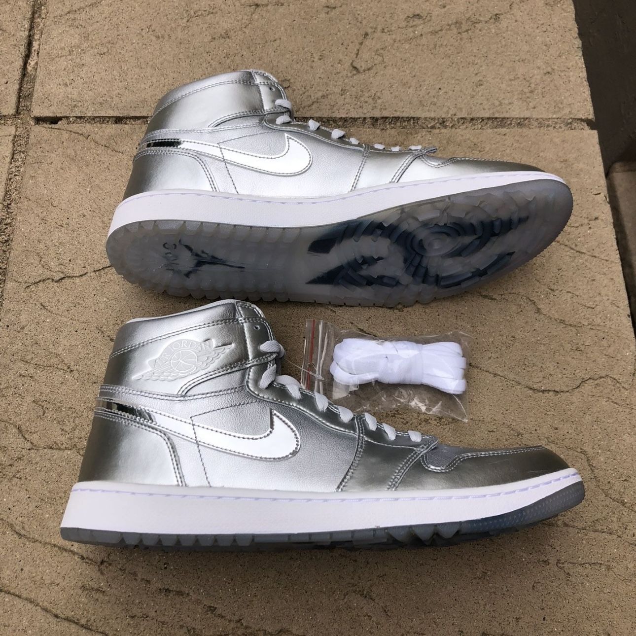 New Nike Air Jordan 1 High NRG Golf Shoes Metallic Silver Men’s 10.5 14