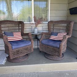 Pair Of Wicker Rocking Chairs, No Table 