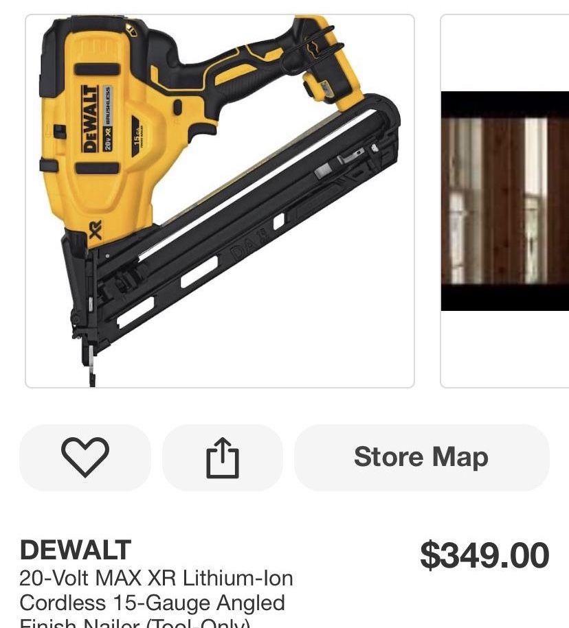 DeWALT DCN650B 20V MAX XR 15-Gauge Cordless Angled Finish Nailer - Bare Tool