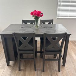 Modern Grey Table With 4 Chairs - Counter Height