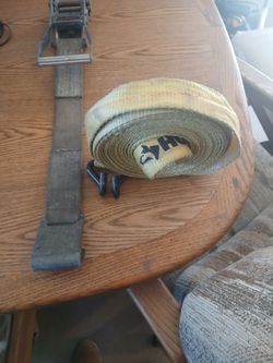 Heavy duty, 2 inch ratchet strap.