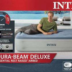 15 Inch Queen Intex Dura-Beam Deluxe Essential Rest Raised Airbed - Built-in Pump