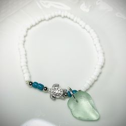 Summer Sea Glass Anklet (one size fits all/elastic)