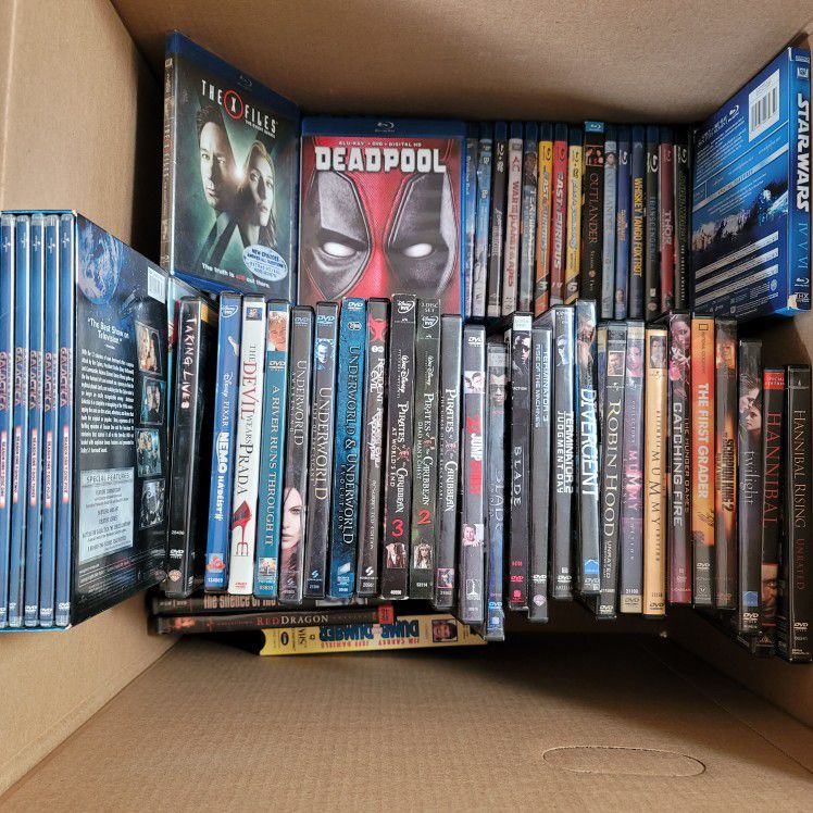 Used  Blu-Ray, DVDs. Several unopened 