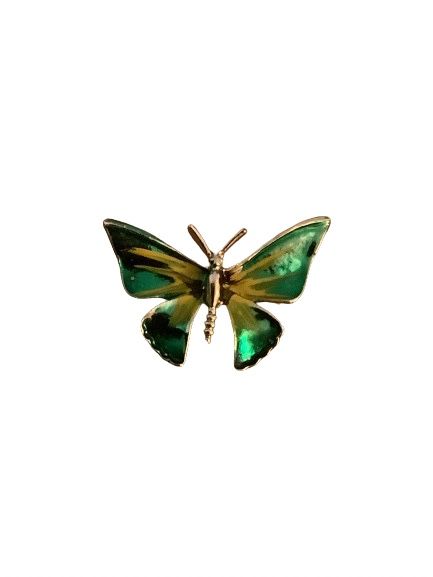 Unbranded Gold-tone Green Yellow Enamel Butterfly Small Brooch