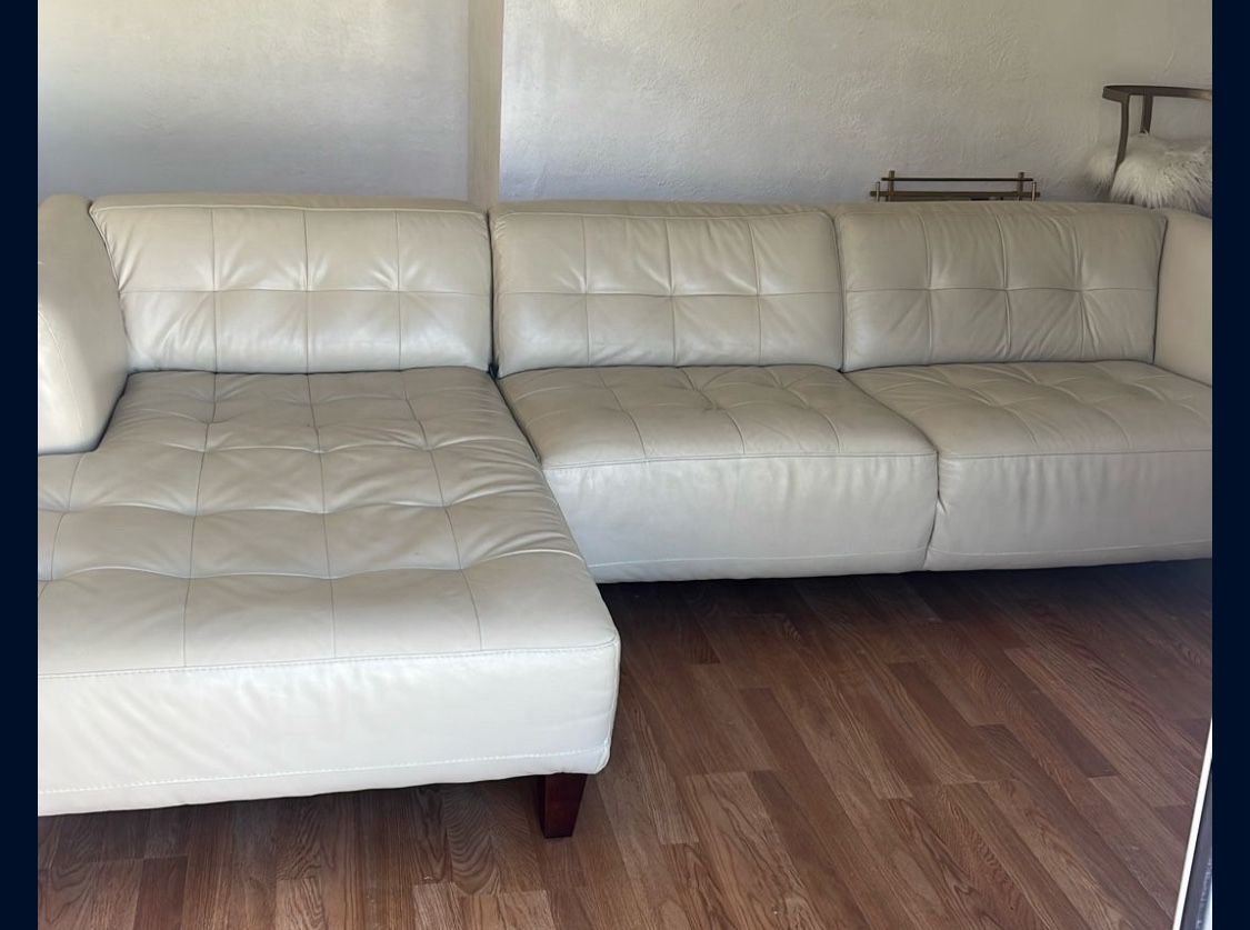 White Leather Sectional
