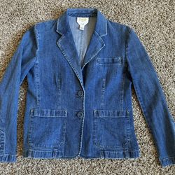 Vintage Talbots Stretch Denim Blazer Jacket Women’s Size 2
