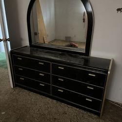 Dresser (black N Gold) With Mirror