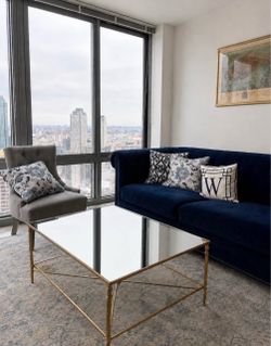 Vintage Style Hollywood Regency Brass & Glass Coffee Table