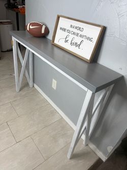Farmhouse Wood Console Table Gray and White