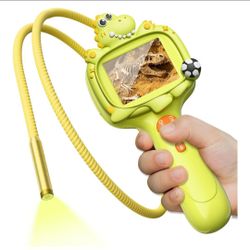 Kids Dinosaur Borescope Snake Camera with Light 2.4" IPS HD Screen, Photo Video Capture, Waterproof Tube, Camping Outdoor STEM Toy Gift for 5 Year Old