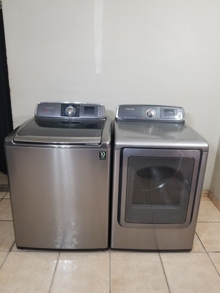 SAMSUNG STAINLESS STEEL WASHER AND GAS DRYER FREE DELIVERY AND INSTALLATION ALSO A 90 DAY WARRANTY