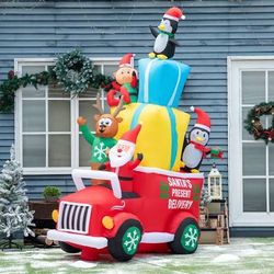 NEW Christmas 9FT Santa Truck Airblown Inflatable