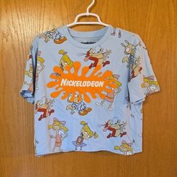 Nickelodeon Women's XL T-Shirt Rocko Ren Angelica Light Blue Multicolor