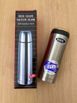 New 18/8 Stainless Steel High Grade Vacuum Flask with Bonus Free Travel Mug, Hot Cold Water Coffee Tea