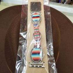 Western Serape Medallion Apple Watch Leather Band