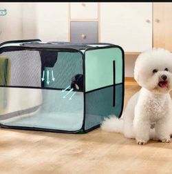 FluffySmileer • Pet Hair Dryer Cage, Pet Grooming Hair Dryer Box, Portable and Foldable Travel Kennel for The Cats, Dogs or Rabbits. NEW V Retails $39