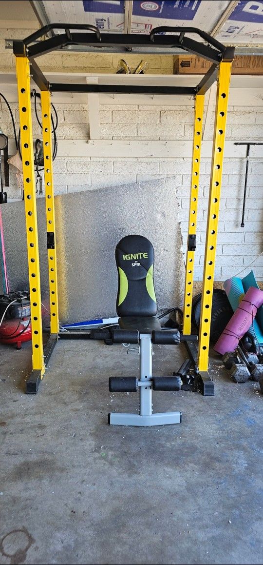 Power/squat Rack With Seat And Attachment