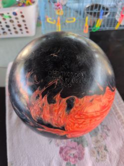 Black and Orange Marble Bowling Ball