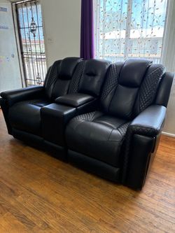 Black Loveseat Recliner Sofa