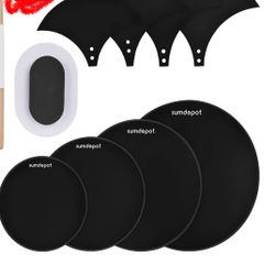 Drum Mute Pads 9 Pieces With Cymbal Pad and Hi hats Set Pad, Foam Drum Silencer Pads, 