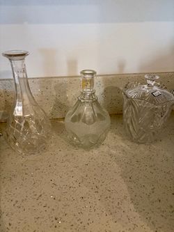 Set of 3 Crystal Glass Decanters