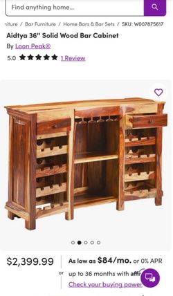 Solid wood bar & wine rack / cabinet