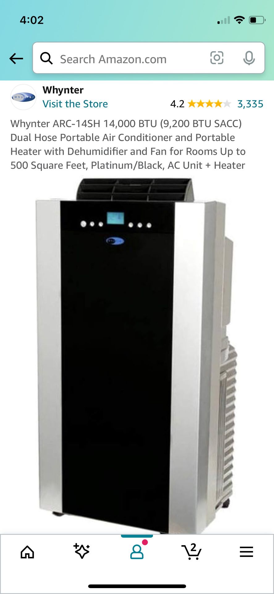 14,000 BTU Portable AC/Heater/Dehumidifier/Fan