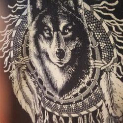 Wolf Native American Design Hooded Poncho