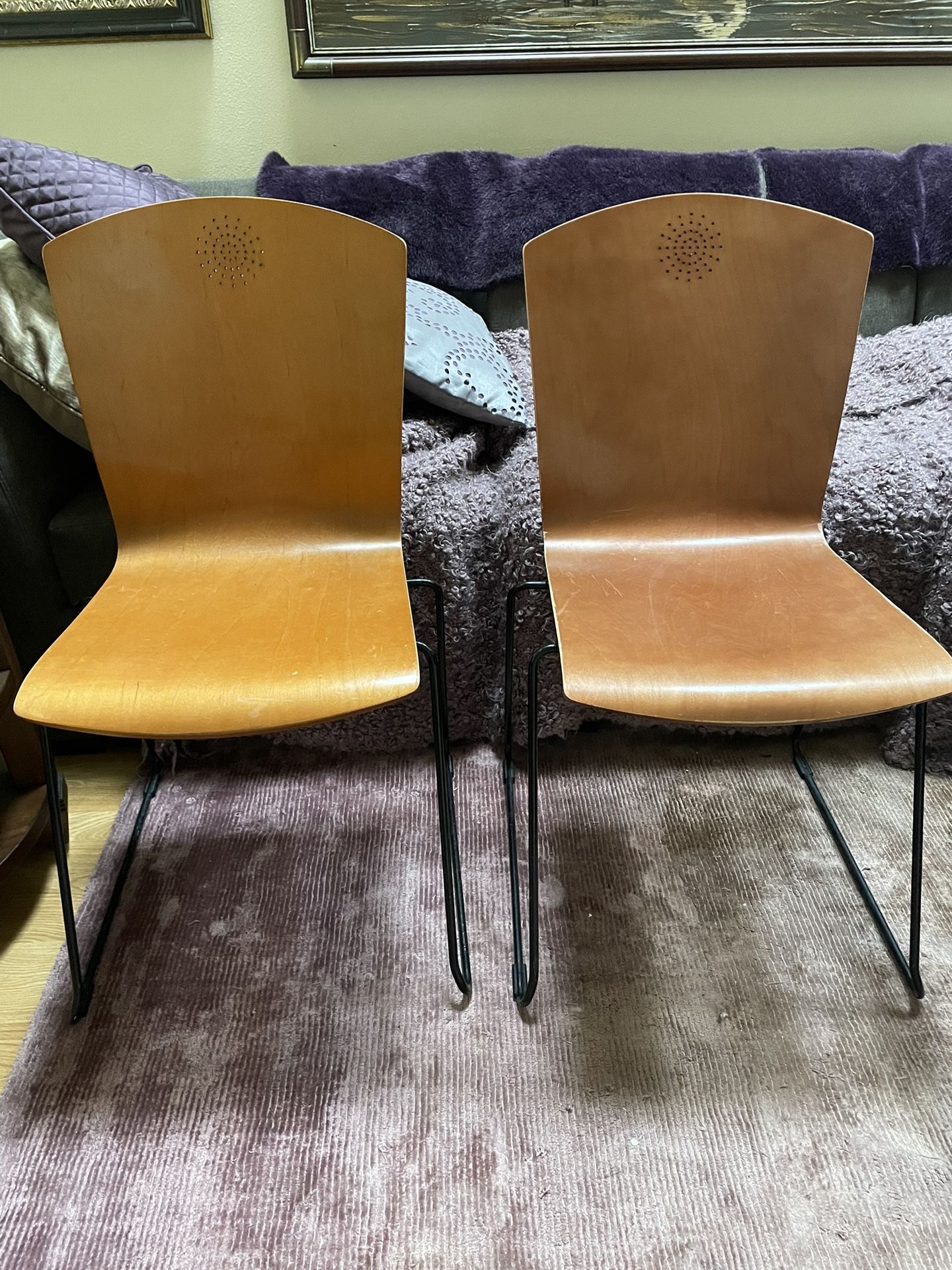 Vintage Leland International Ann Arbor Michigan Wood Chairs