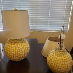 Vintage Yellow Spotted Corner Lamps