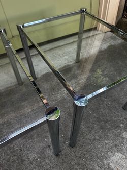 Chrome 1970s mid-century modern vintage side tables.