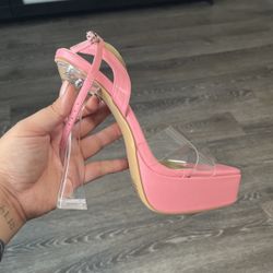 8 Pink Clear Heels 