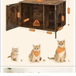 Cat Litter Box Enclosure, Litter Box Furniture Hidden with Removable Divider, Indoor Cat House