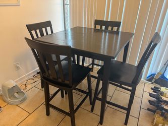 Black Wood Counter Height Dining Set with 4 Chairs