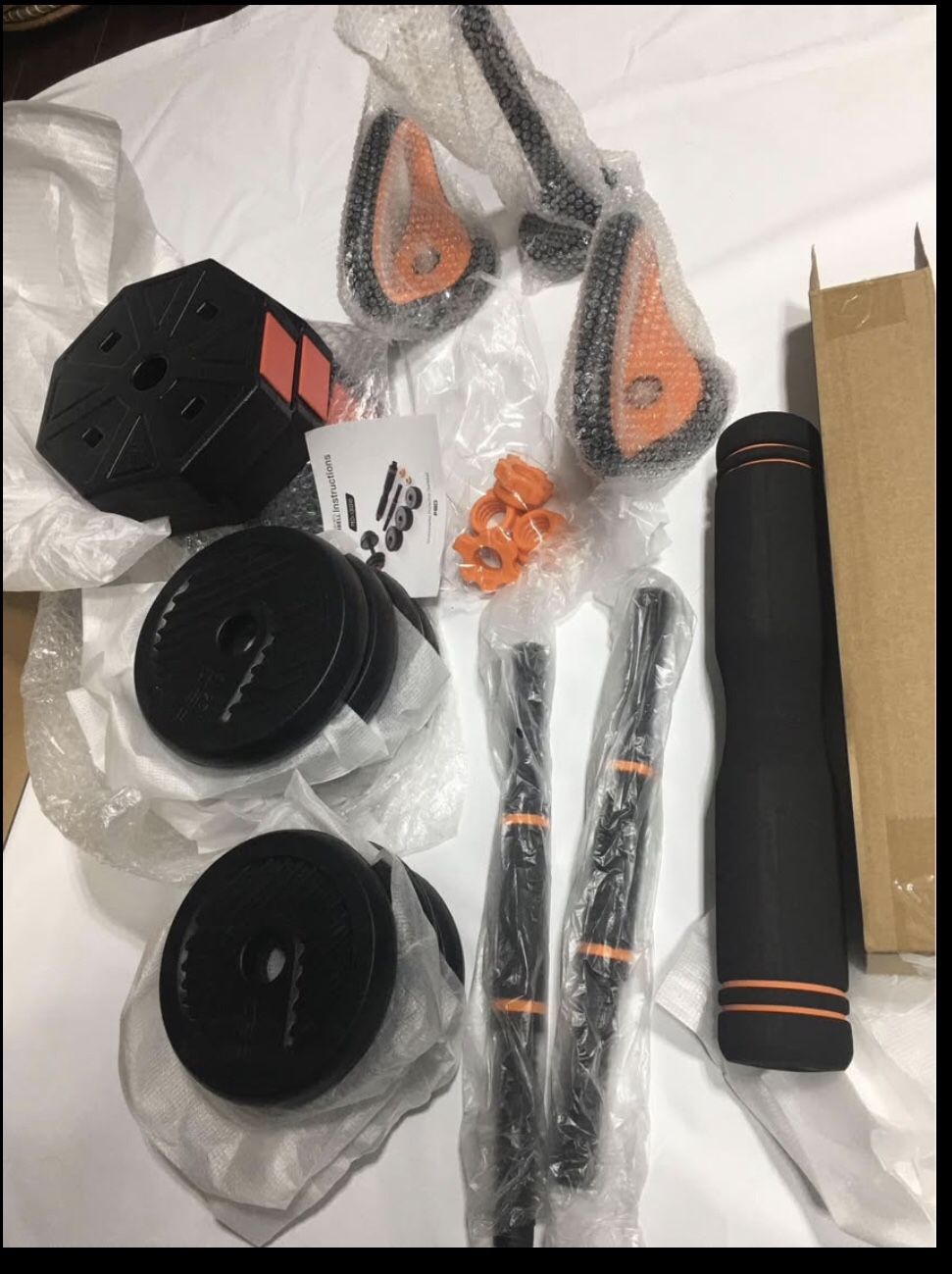 New Adjustable Dumbbell Set,Free Weights Dumbbells Set with Connecting Rod Used as Barbell, Dumbbell, Kettlebell Weights for Women and Men,