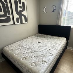Black Velvet Bed Frame, And Queen Mattress For Sale