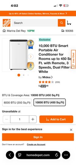 Midea 10k btu portable ac